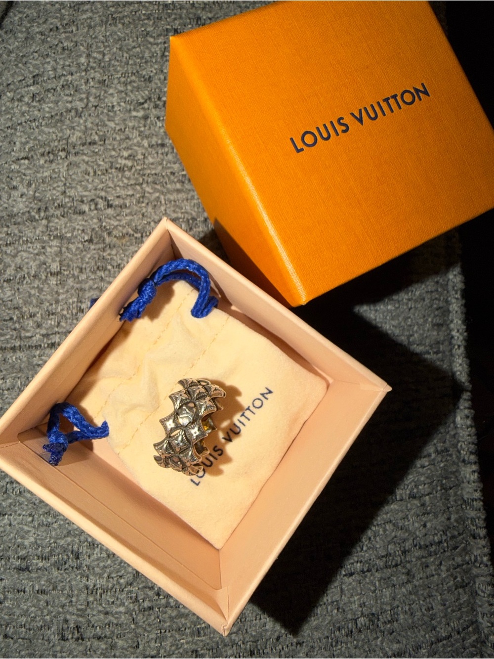 Louis Vuitton Flower Field Ring Sterling Silver Size 10
